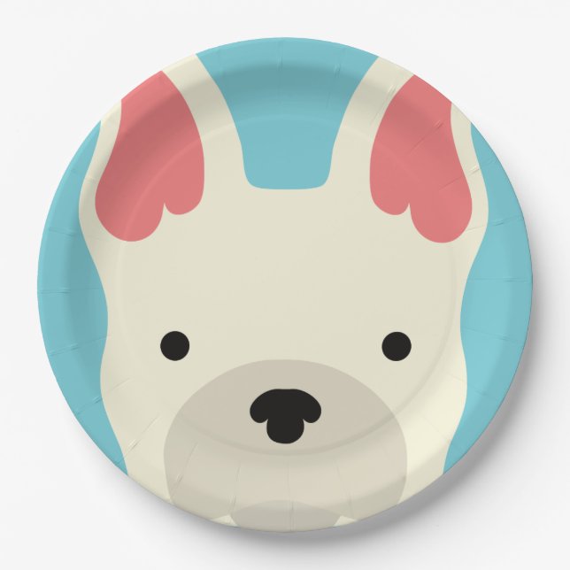 Kawaii Cute Little Puppy Dog. Paper Plate (Front)