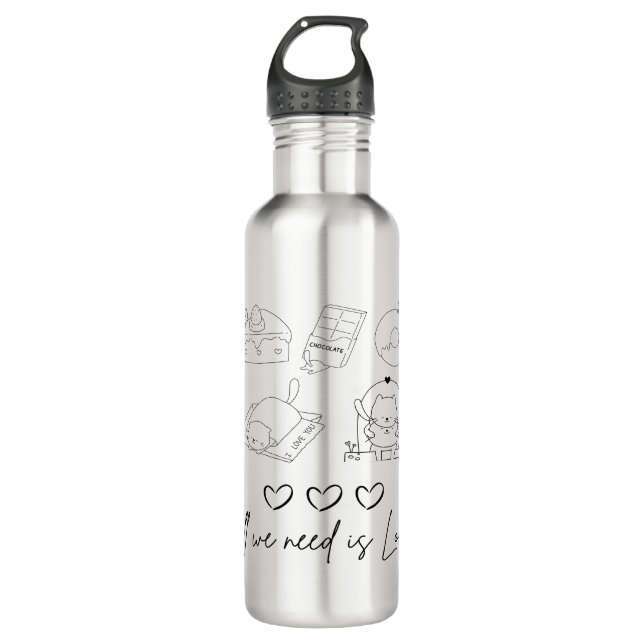 kawaii cute Love 710 Ml Water Bottle (Front)