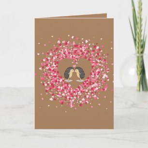 Kawaii Cute Lovely Kissing Hedgehogs Holiday Card