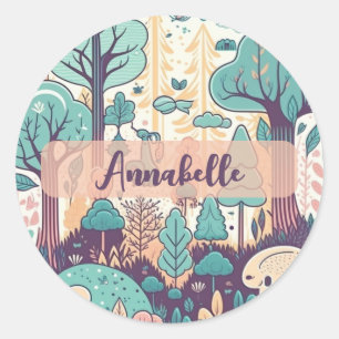 Kawaii Cute Magical Forest Personalised  Classic Round Sticker