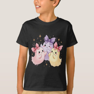 Kawaii Cute Pastel Ghosts with Bows T-Shirt