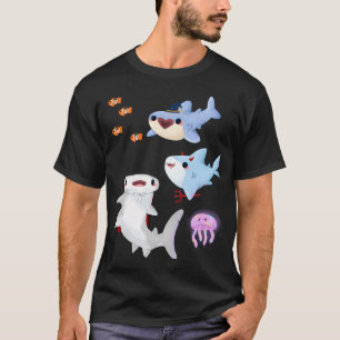 Kawaii Cute Pastel Sharks & Jellyfish T-Shirt