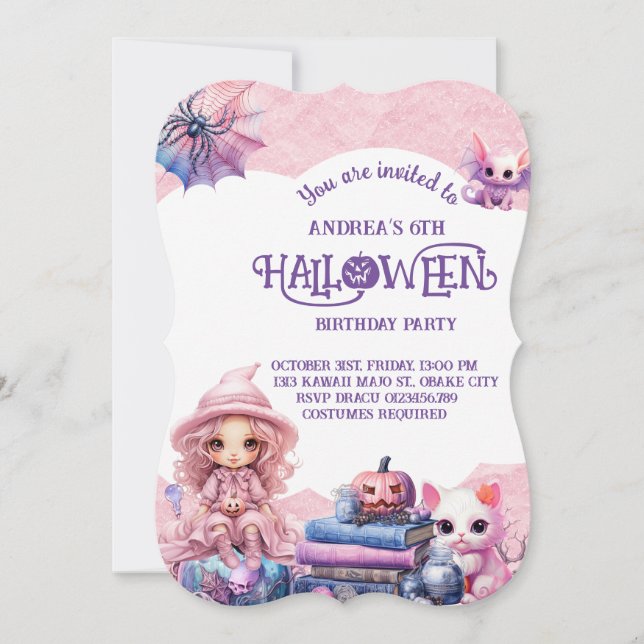 Kawaii Cute Pink Birthday  Invitation (Front)