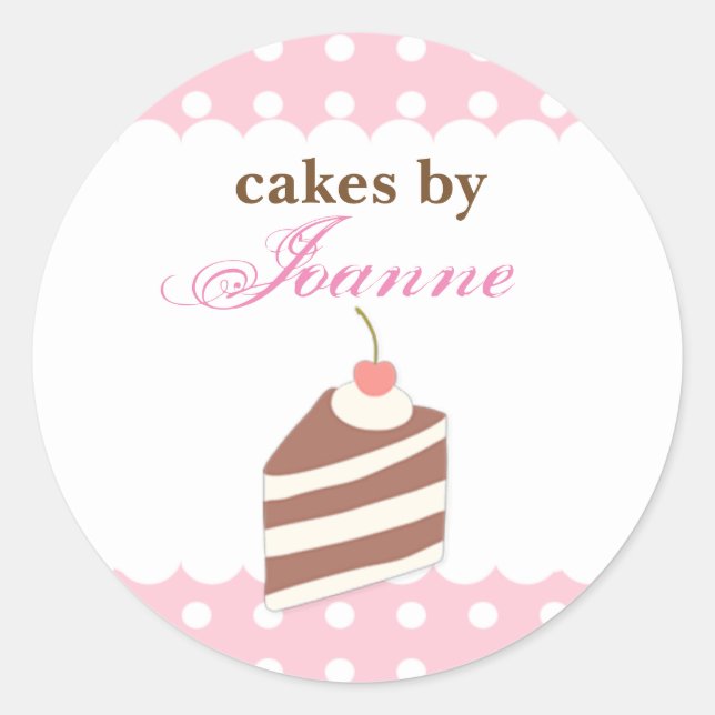 KAWAII cute PINK Cake Bakery Logo Label Sticker (Front)