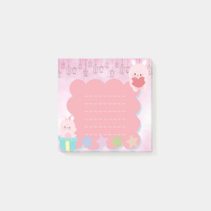 Kawaii Cute Pink Purple Bear Post-it Notes