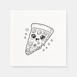 Kawaii cute pizza slice colouring napkin