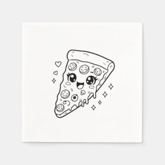 Kawaii cute pizza slice colouring napkin
