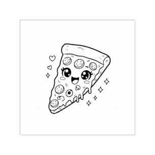 Kawaii cute pizza slice colouring self-inking stamp