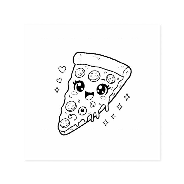 Kawaii cute pizza slice colouring self-inking stamp (Design)