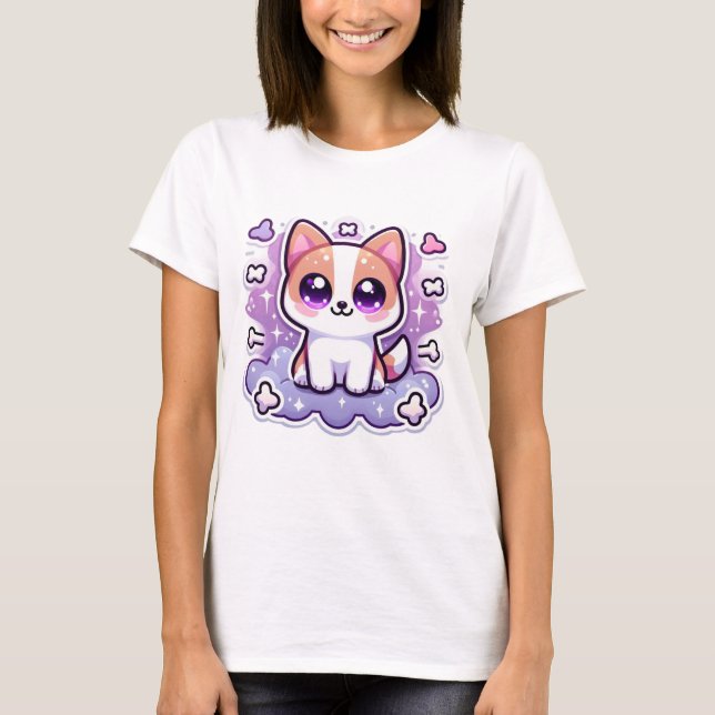 Kawaii Cute Puppy Adorable Dog With Big Eyes T-Shirt (Front)