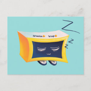 Kawaii Cute Sleeping Alarm Clock Character Postcard