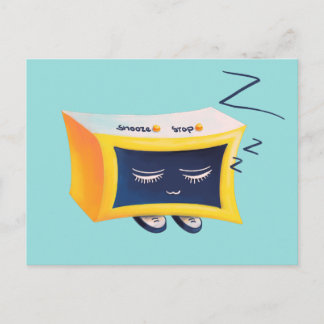 Kawaii Cute Sleeping Alarm Clock Character Postcard