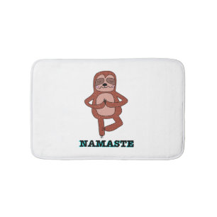 Kawaii Cute Sloth Doing Yoga Sticker Bath Mat