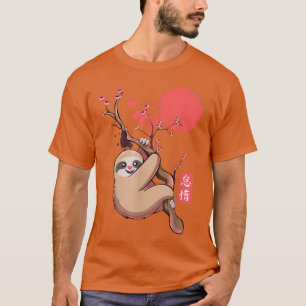 Kawaii Cute Sloth Japanese Otaku Artwork Sakura To T-Shirt