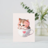 Kawaii Cute Striped Pink Chibi Cat