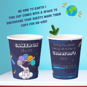 Kawaii Cute sustainable reusable blue astronaut Paper Cups