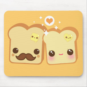 Kawaii cute toasts couple mouse mat