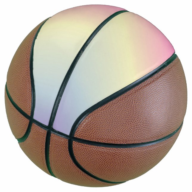 kawaii cute unicorn pink pastel rainbow colours basketball (Angled)