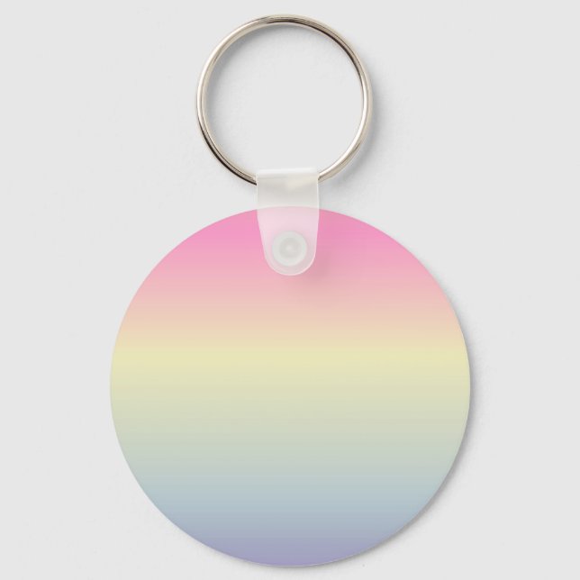 kawaii cute unicorn pink pastel rainbow colours key ring (Front)