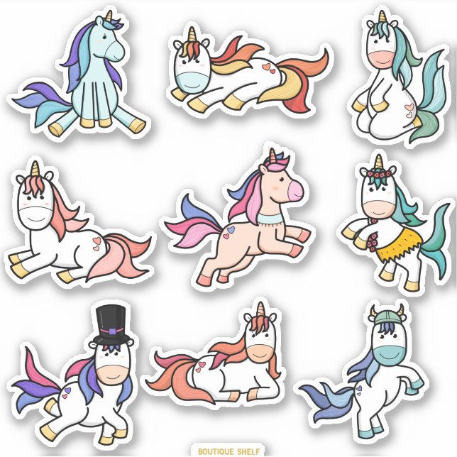 Kawaii Cute Unicorn Pony Colourful Set (Front)