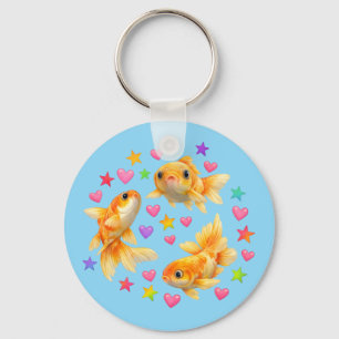 kawaii cute y2k rainbow goldfish key ring