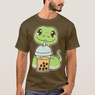 Kawaii Cute Zodiac Boba Snake Mango Bubble Pearl M T-Shirt
