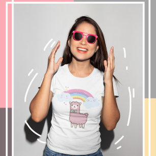 Kawaii Cutie Lame with colourful Rainbow  T-Shirt