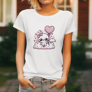 Kawaii Cutie with a Heart Balloon T-Shirt