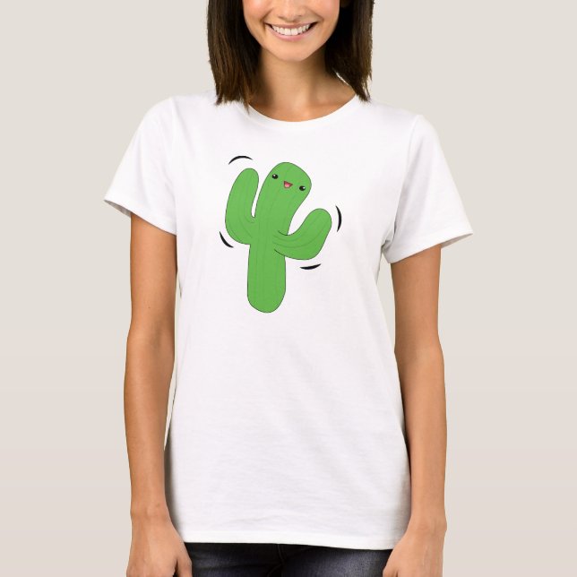 Kawaii dancing cactus t-shirt. T-Shirt (Front)