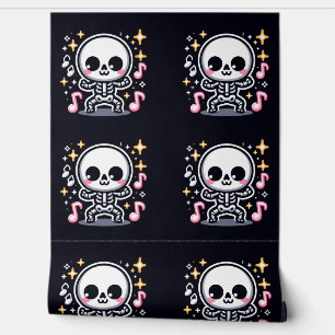 Kawaii Dancing Skeleton Halloween Cute Spooky Home Wallpaper