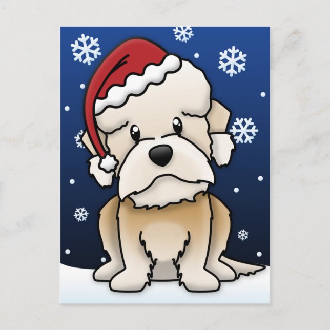 Kawaii Dandie Dinmont Terrier Christmas Postcard (Front)