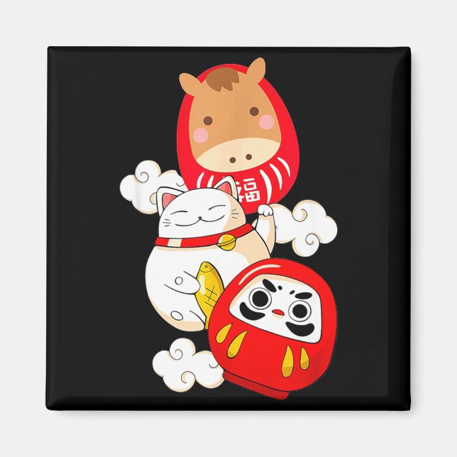 Kawaii Daruma Japanese New Year 2026 Year Of The H Magnet (Front)