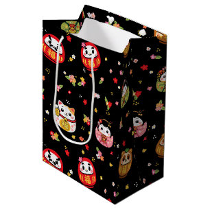 Kawaii daruma pattern medium gift bag