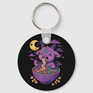 Kawaii Demon Ramen Noodles Goat Pentagram Pastel B Key Ring