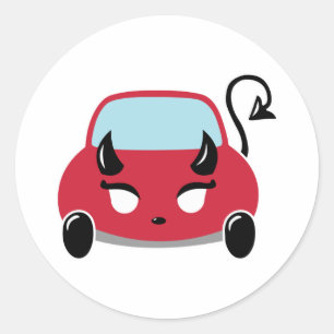 Kawaii Devil Car Classic Round Sticker
