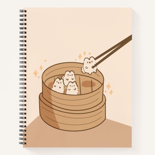 Kawaii Dim Sum Bunnies Spiral Notebook (Front)