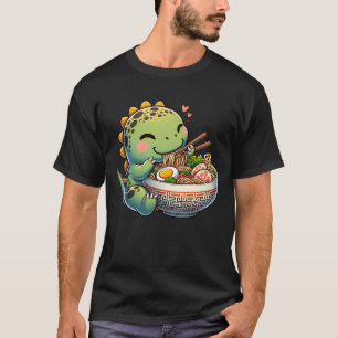 Kawaii Dinosaur Eating Ramen Noodle Anime T-Shirt