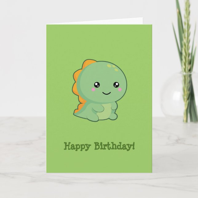 Kawaii Dinosaur Happy Birthday Card (Front)