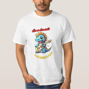 Kawaii Dinosaur Playing Guitar T-Shirt