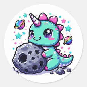 Kawaii Dinosaur shirt! So cute! Classic Round Sticker