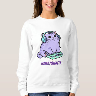 Kawaii DJ Cat Cartoon Illustration Sweatshirt