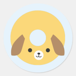 Kawaii Dog Doughnut Classic Round Sticker