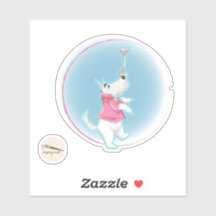 Kawaii Dog With Bone Scrapbooking Sticker