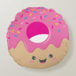 KAWAII DONUT DELIGHT bold colourful sweet sprinkle Round Cushion<br><div class="desc">A very sweet, trendy doughnut design brighten your day! TIP :: 1. To resize / reposition the image hit the "customise it" button. 2. You can also add/change a name to personalise it! Love the design, but would like to see some changes - another colour scheme, product, add a photo...</div>