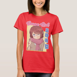 Kawaii Drama Girl with Korean Hangul Aesthetic T-Shirt