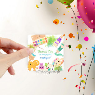 Kawaii Dress For a Mess Art Party Thank You Square Sticker