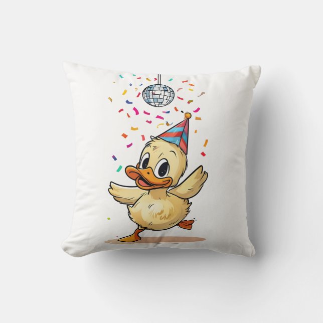 Kawaii Duckling Dancing Under Disco Ball with Conf Cushion (Front)