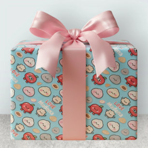 Kawaii Dumpling Apple Food Pattern Frame Wrapping Paper