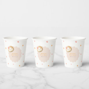 Kawaii Dumpling Blush Pink Floral Baby Girl Shower Paper Cups