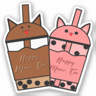 Kawaii Duo Meow Tea Vinyl Sticker